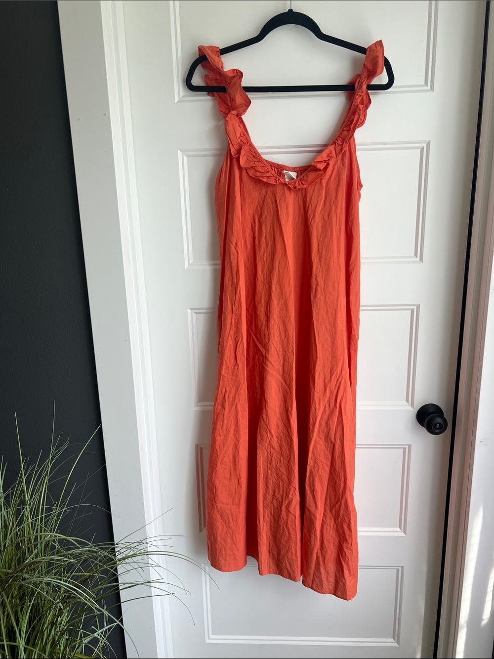 H&M Orange Ruffled Strap Maxi Dress